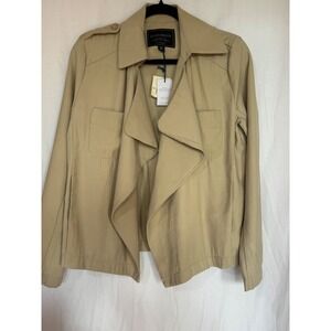 Lucky Brand Womens Tan Utility Draped Collar Jacket XS